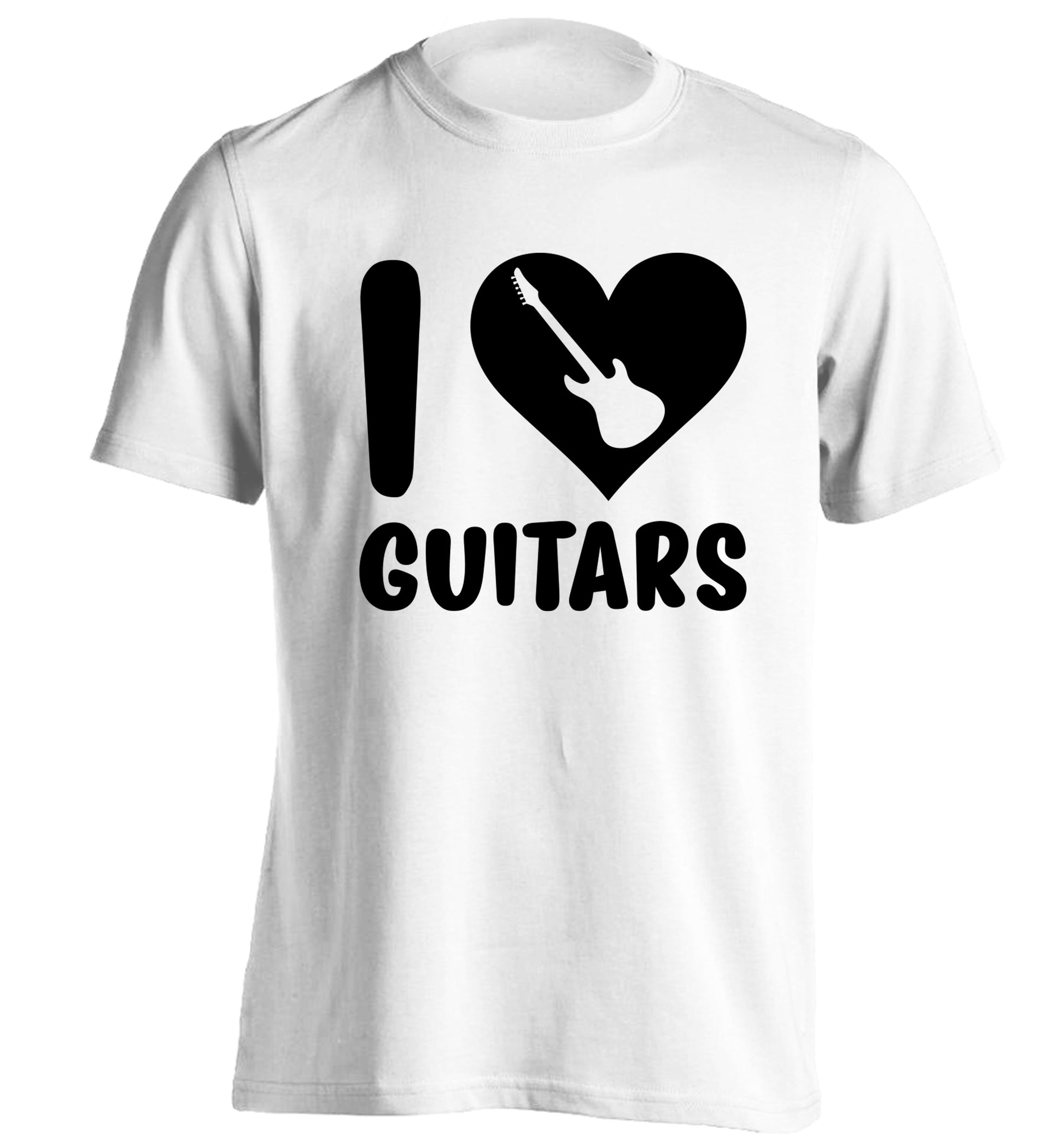 I love guitars adults unisex white Tshirt 2XL
