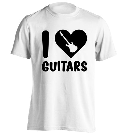 I love guitars adults unisex white Tshirt 2XL