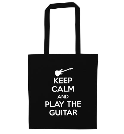 Keep calm and play the guitar black tote bag