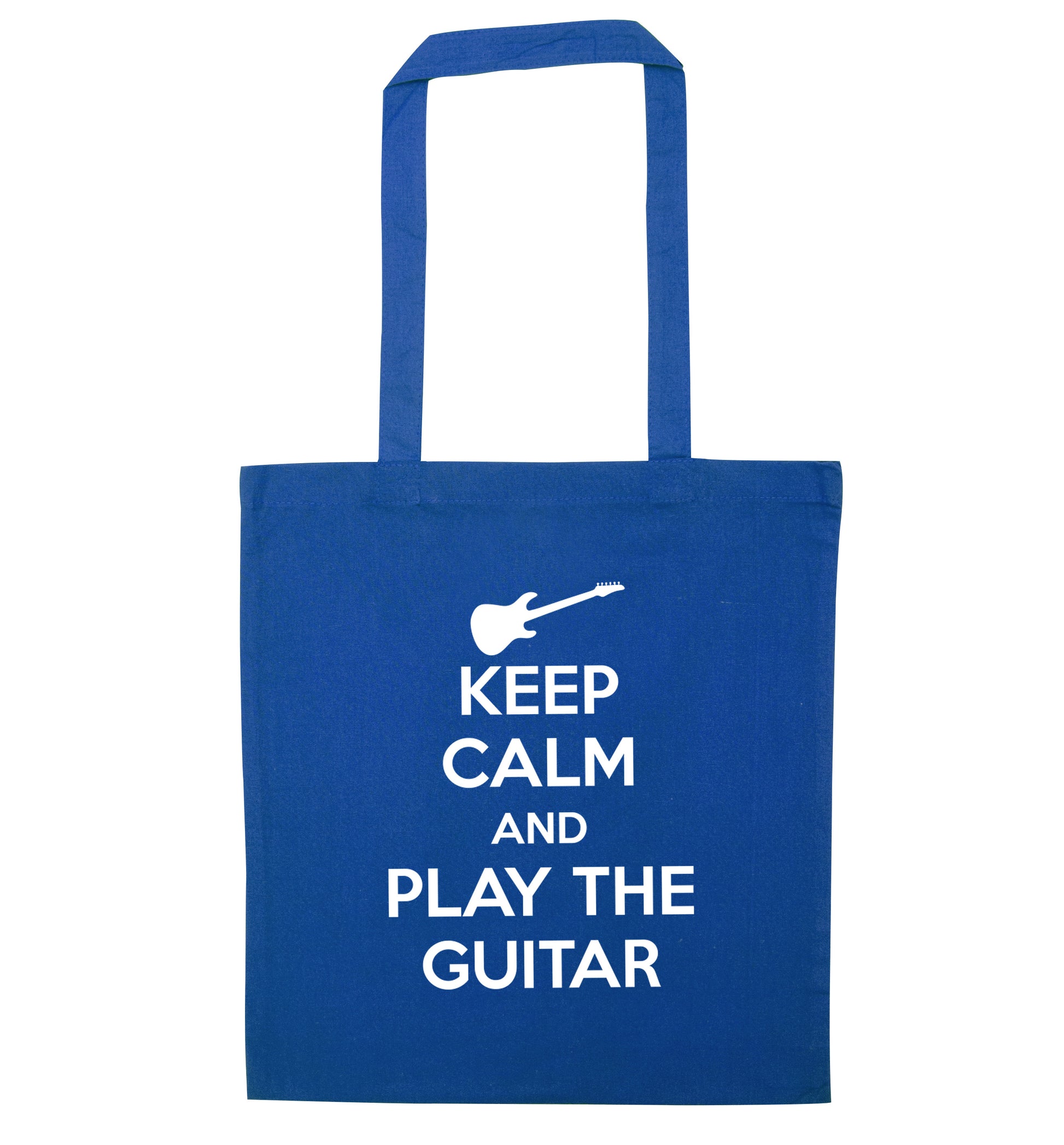 Keep calm and play the guitar blue tote bag