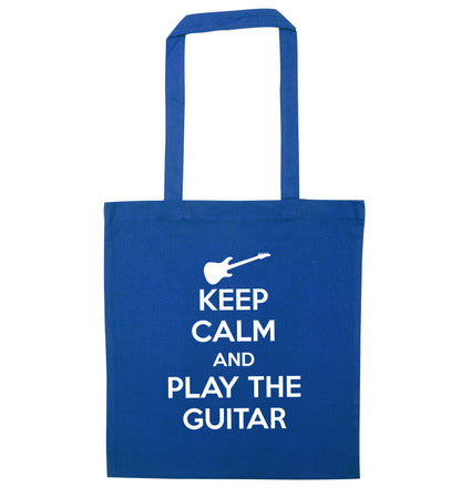 Keep calm and play the guitar blue tote bag