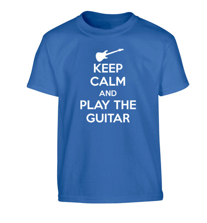 Keep calm and play the guitar Children's blue Tshirt 12-14 Years