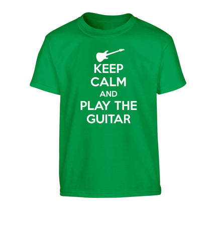 Keep calm and play the guitar Children's green Tshirt 12-14 Years