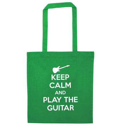 Keep calm and play the guitar green tote bag