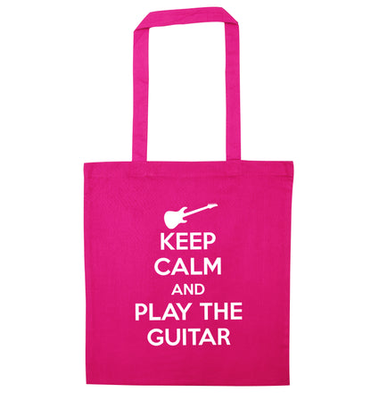 Keep calm and play the guitar pink tote bag