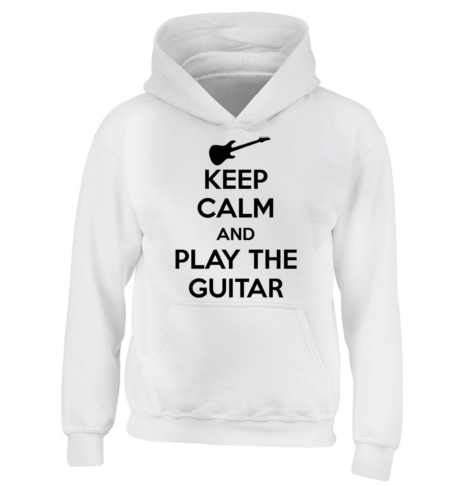 Keep calm and play the guitar children's white hoodie 12-14 Years