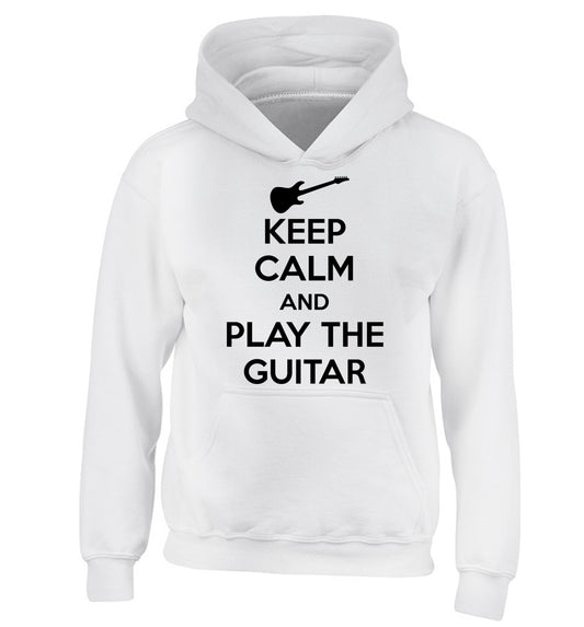 Keep calm and play the guitar children's white hoodie 12-14 Years