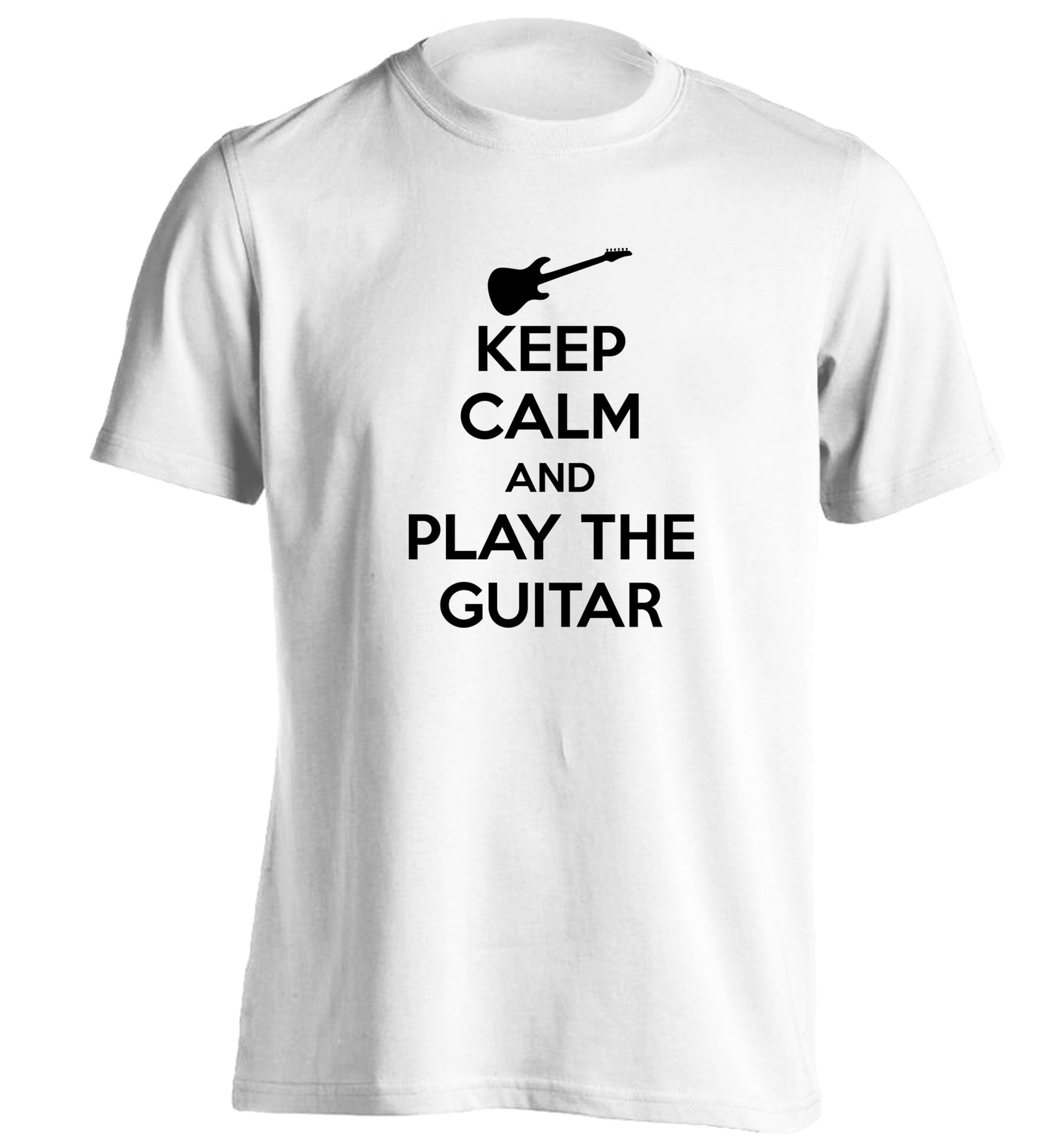 Keep calm and play the guitar adults unisex white Tshirt 2XL