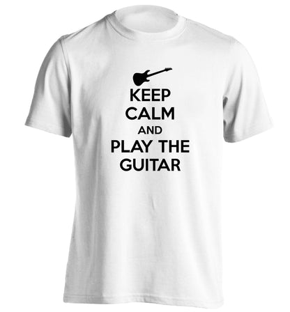 Keep calm and play the guitar adults unisex white Tshirt 2XL