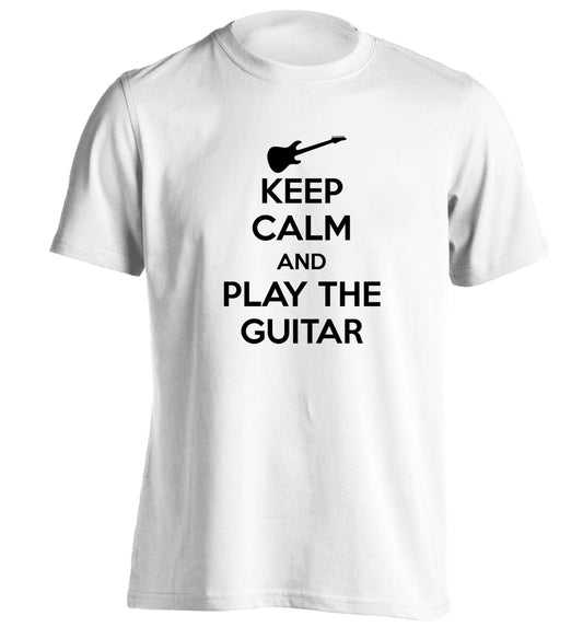 Keep calm and play the guitar adults unisex white Tshirt 2XL