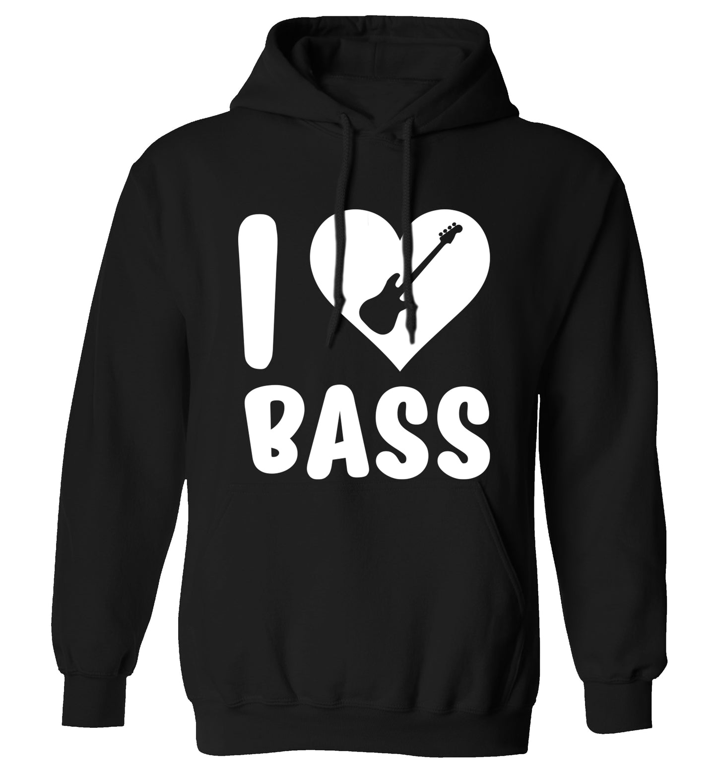 I love bass adults unisex black hoodie 2XL
