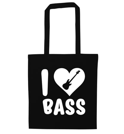 I love bass black tote bag
