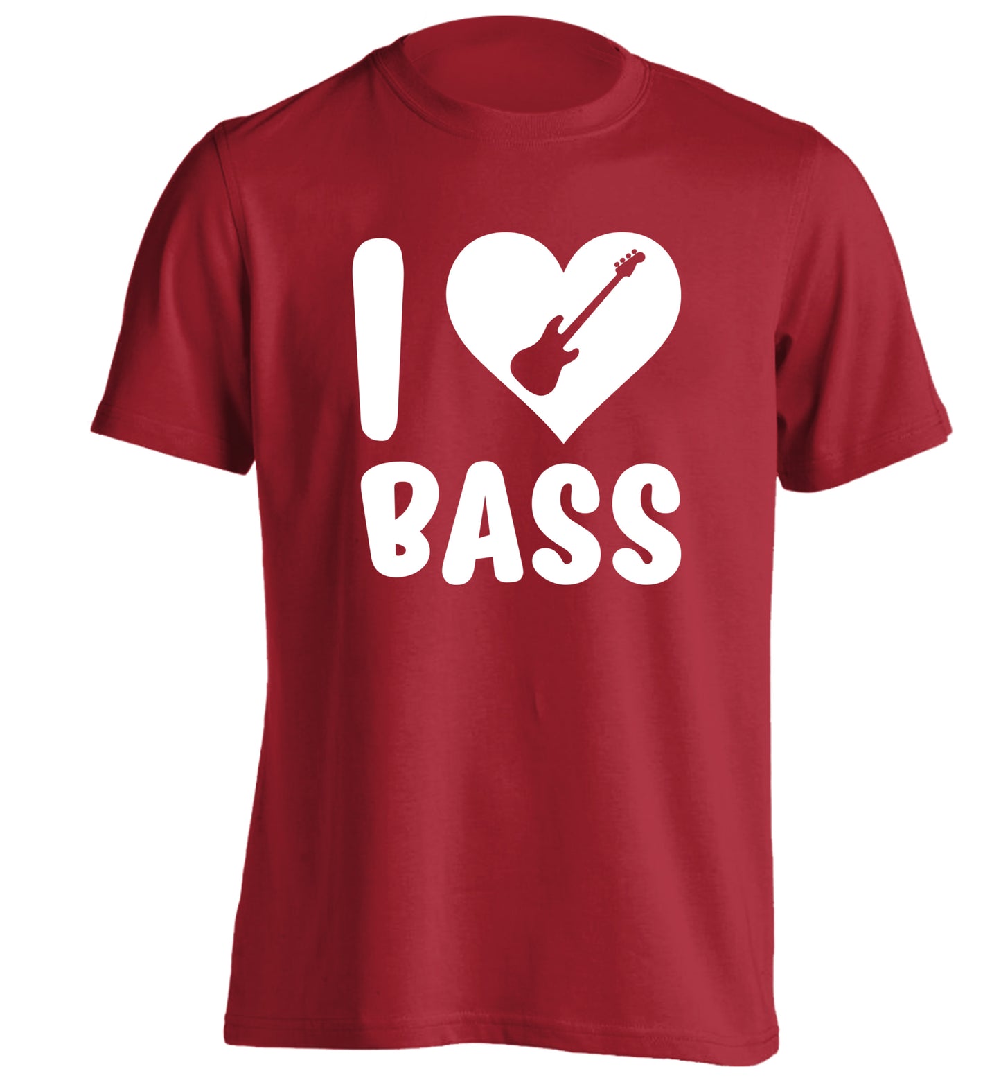I love bass adults unisex red Tshirt 2XL