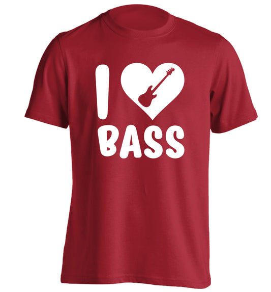 I love bass adults unisex red Tshirt 2XL