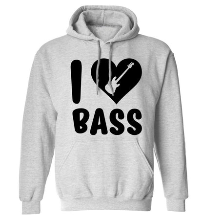 I love bass adults unisex grey hoodie 2XL