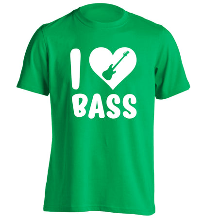 I love bass adults unisex green Tshirt 2XL