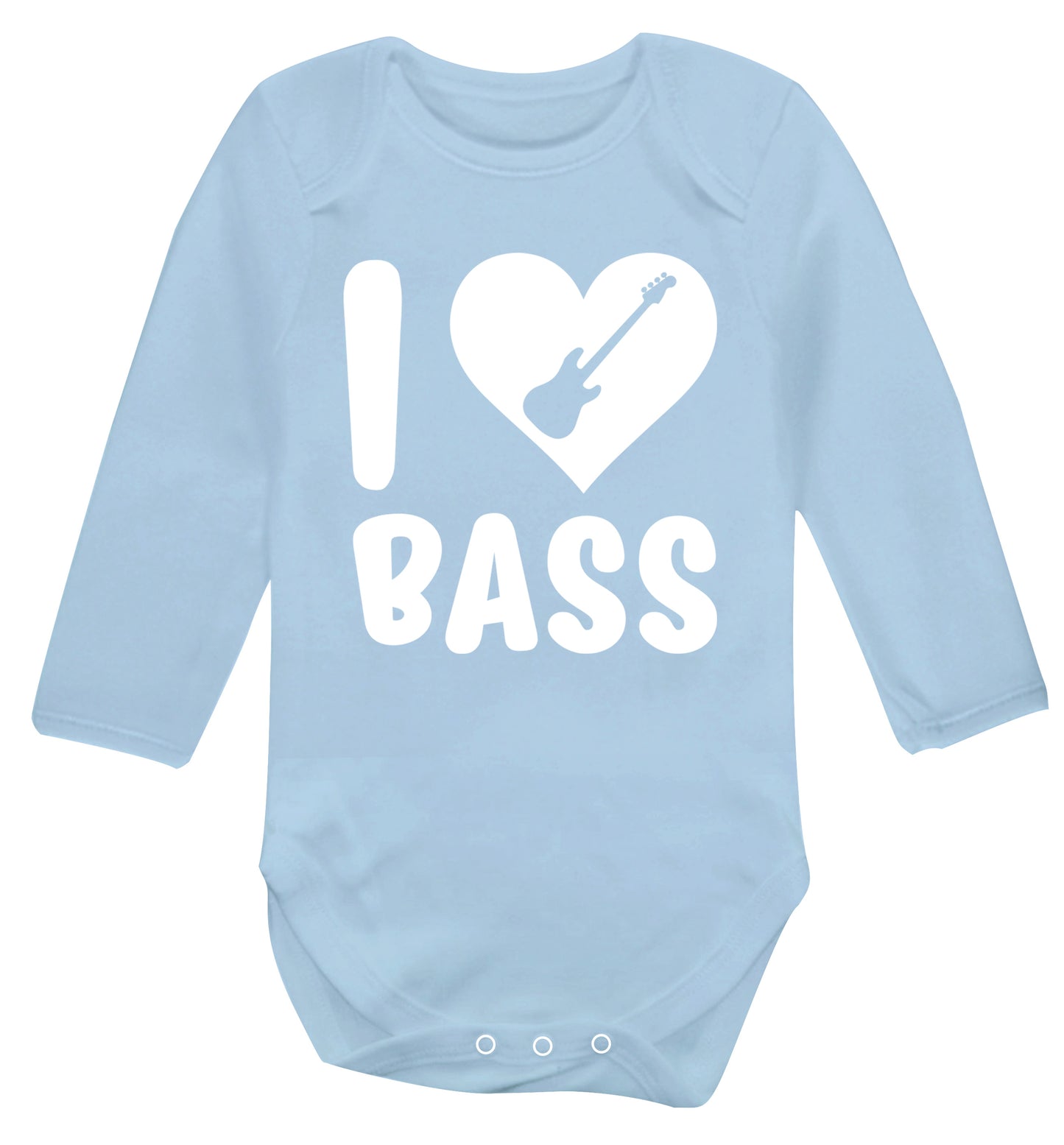 I love bass Baby Vest long sleeved pale blue 6-12 months