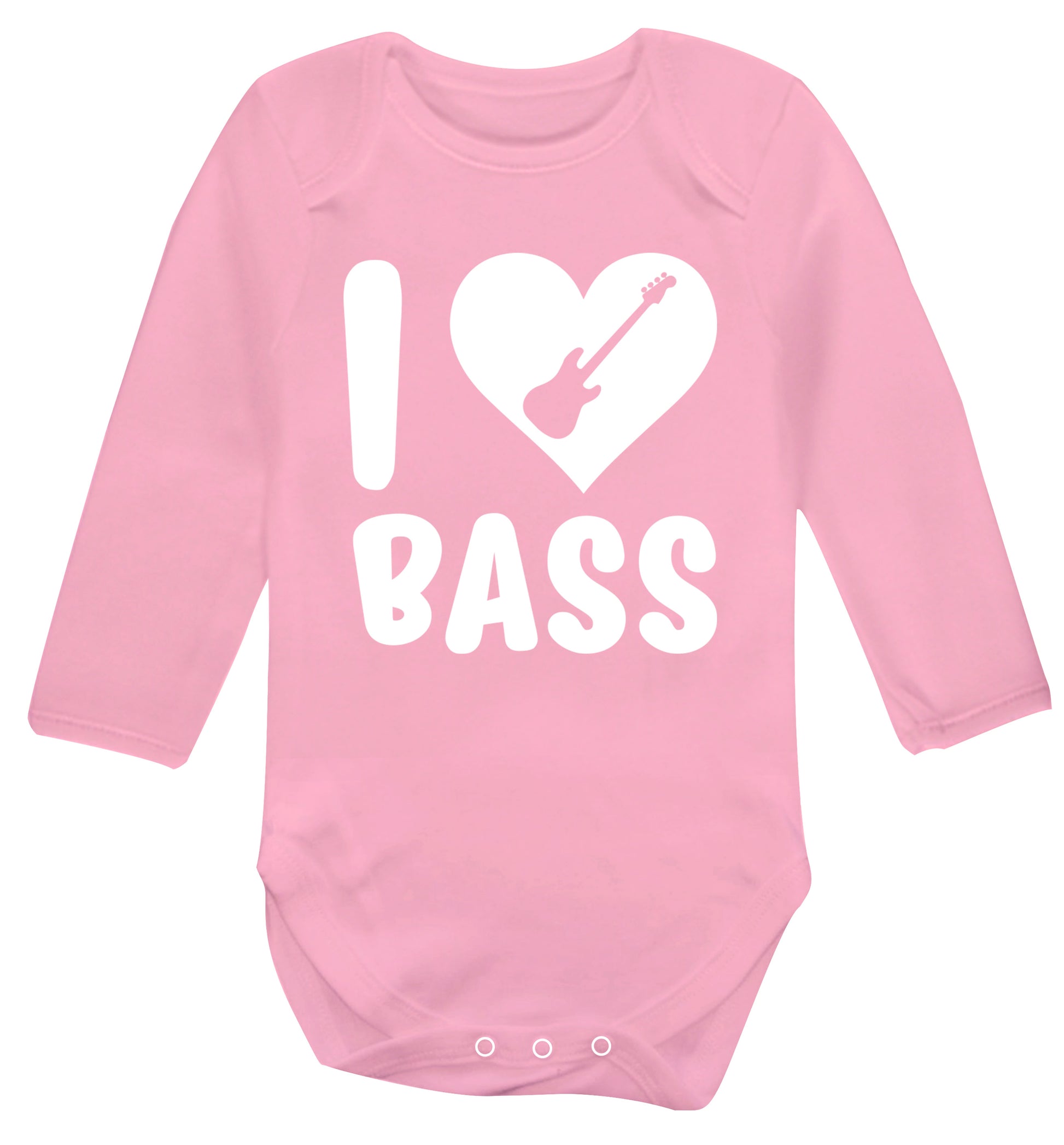 I love bass Baby Vest long sleeved pale pink 6-12 months