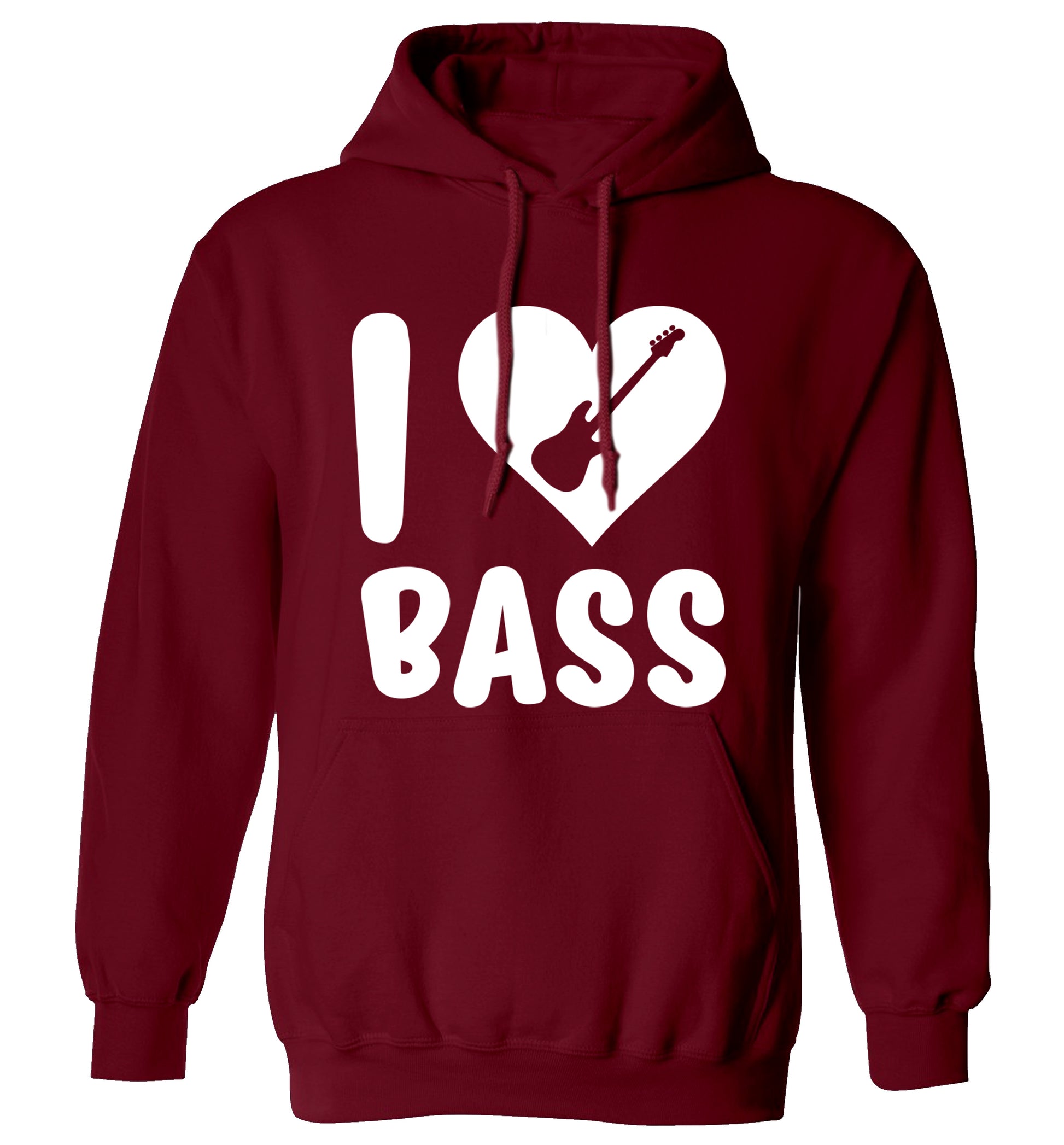 I love bass adults unisex maroon hoodie 2XL