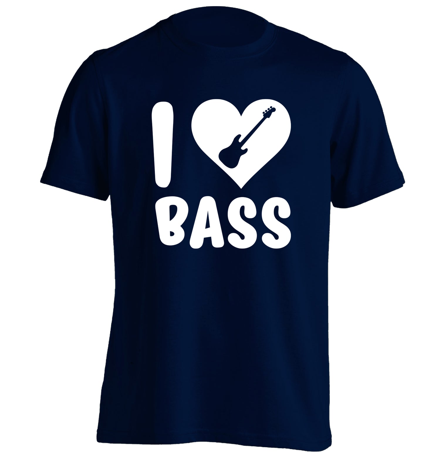 I love bass adults unisex navy Tshirt 2XL