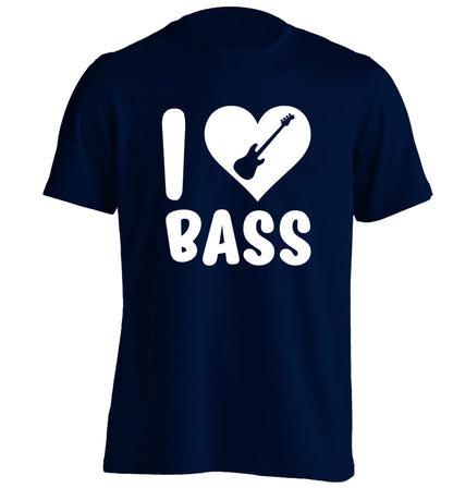 I love bass adults unisex navy Tshirt 2XL