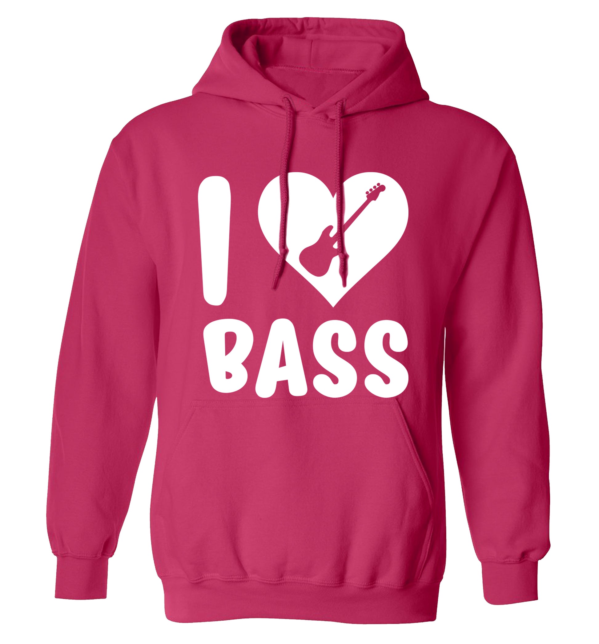 I love bass adults unisex pink hoodie 2XL