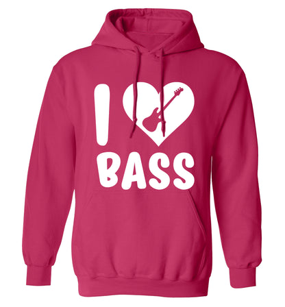 I love bass adults unisex pink hoodie 2XL