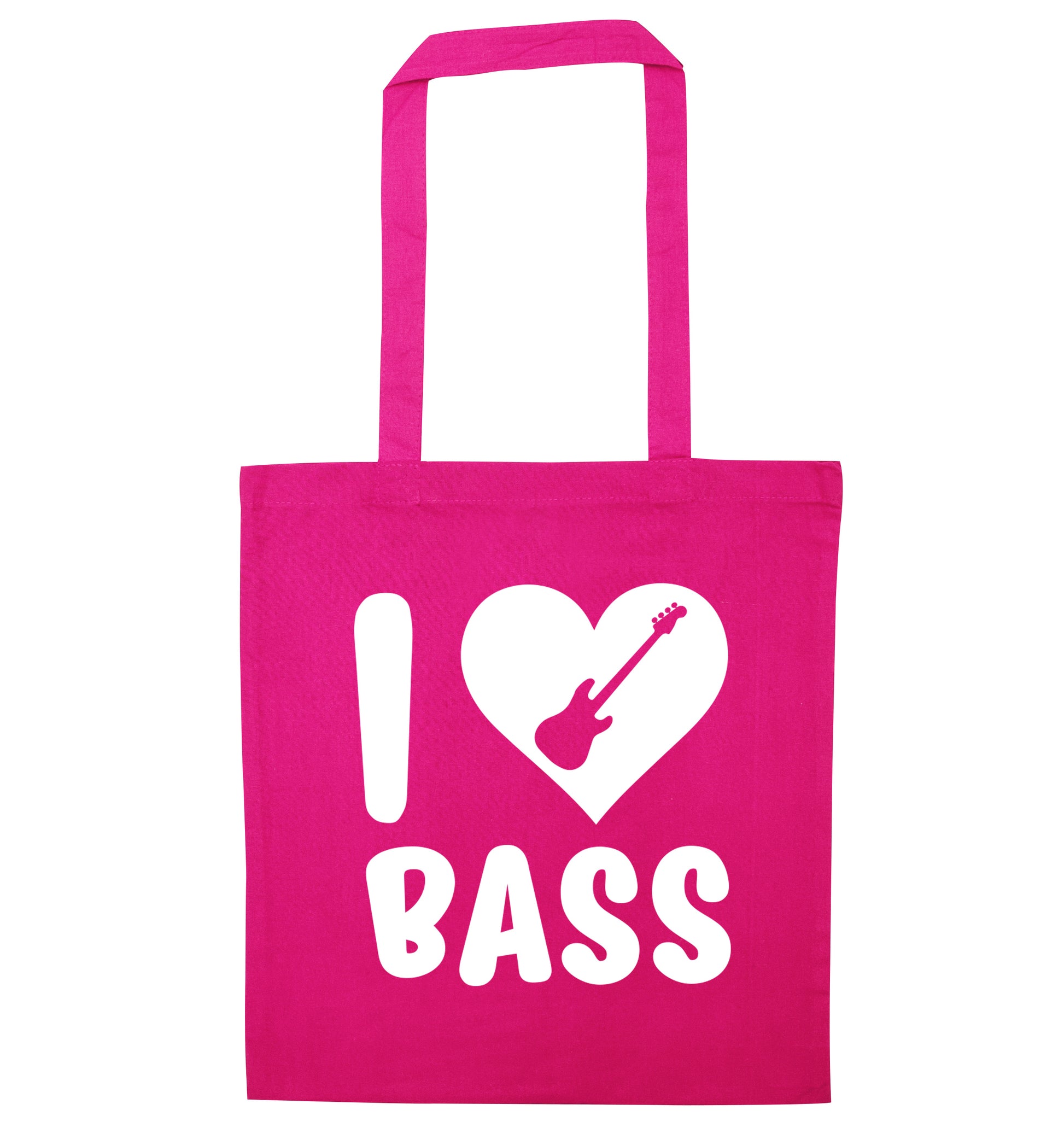 I love bass pink tote bag
