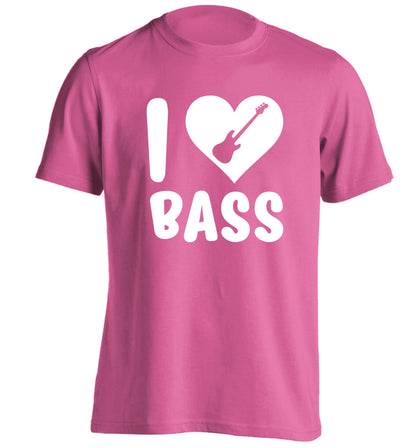 I love bass adults unisex pink Tshirt 2XL