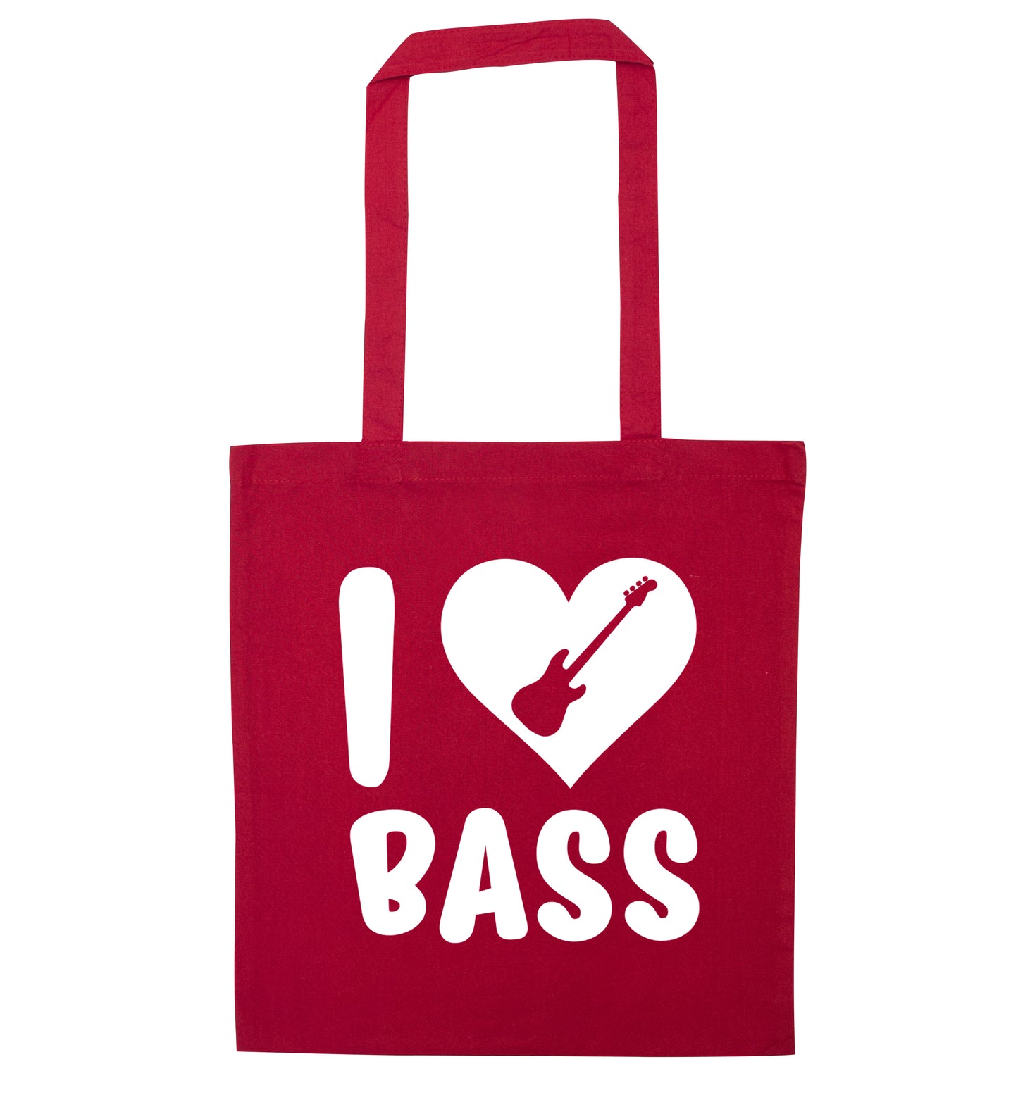 I love bass red tote bag