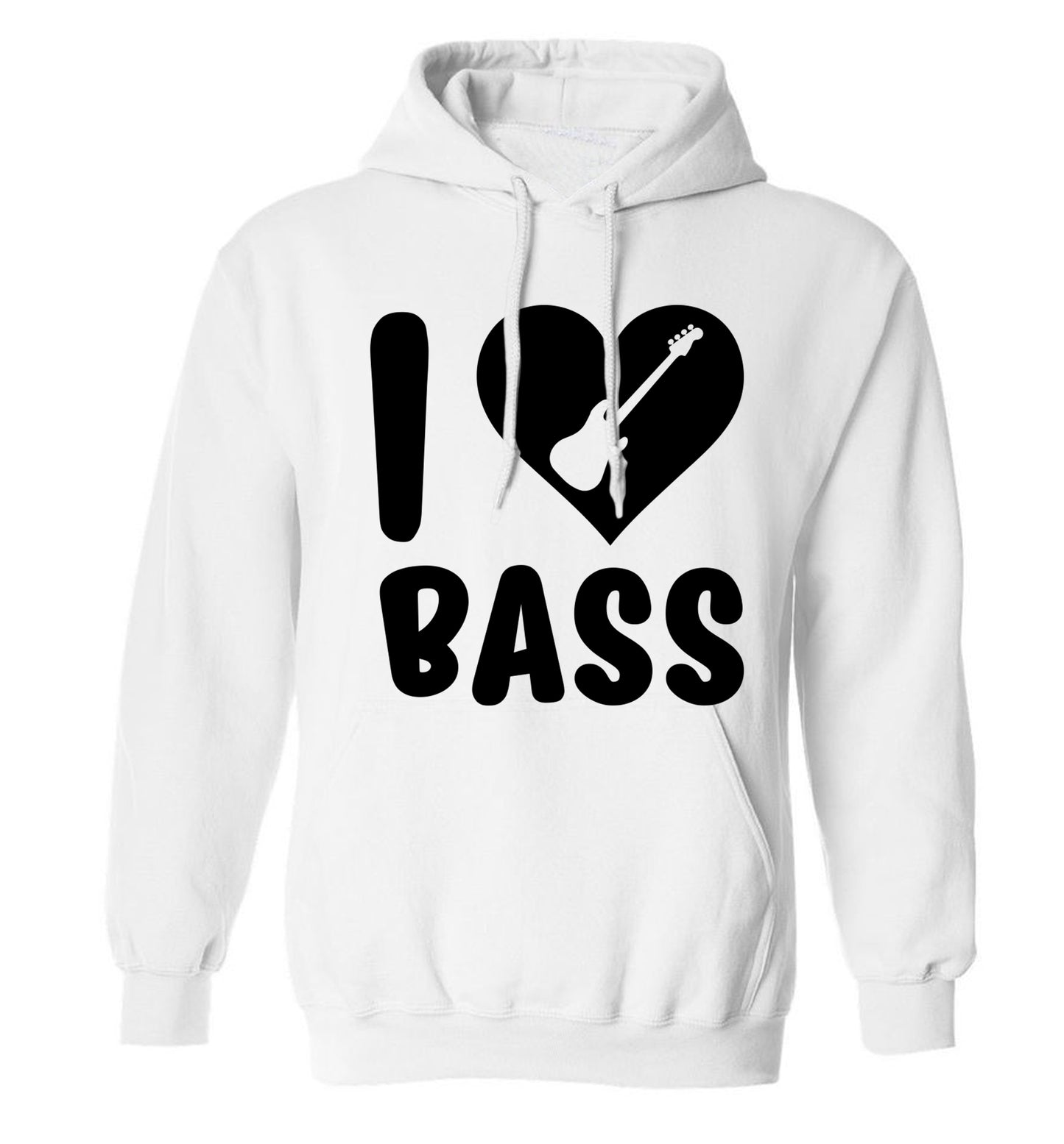 I love bass adults unisex white hoodie 2XL