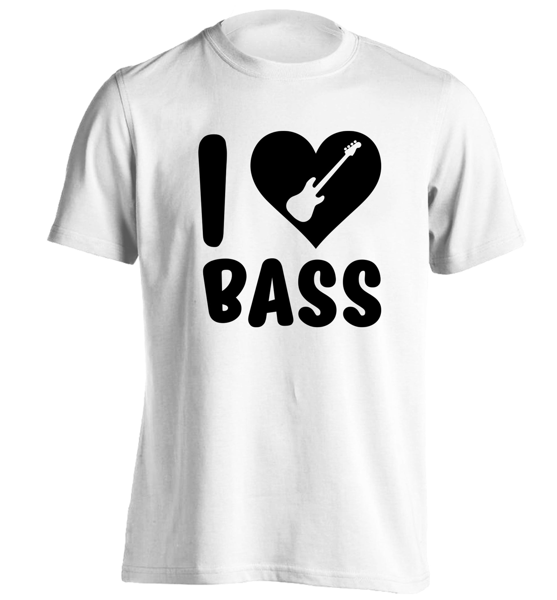 I love bass adults unisex white Tshirt 2XL