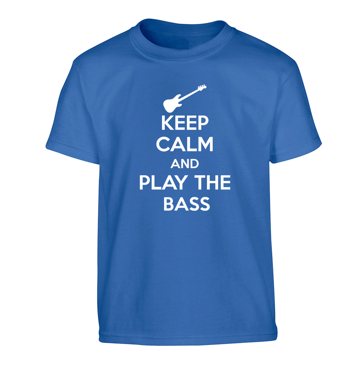 Keep calm and play the bass Children's blue Tshirt 12-14 Years