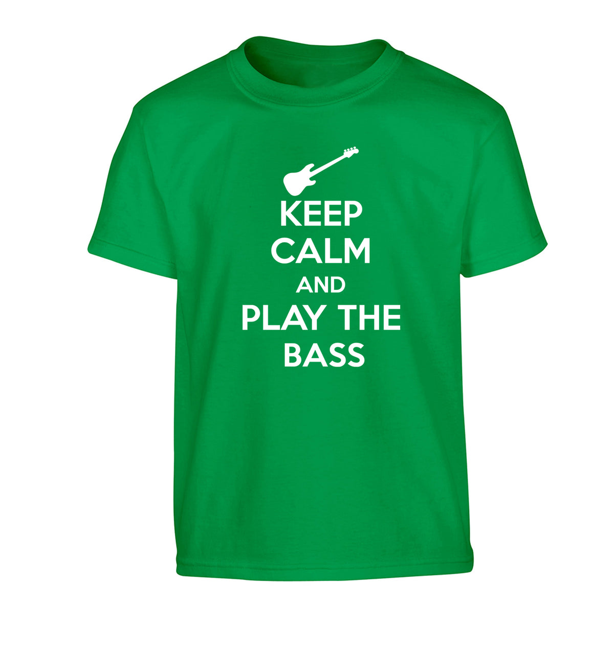 Keep calm and play the bass Children's green Tshirt 12-14 Years