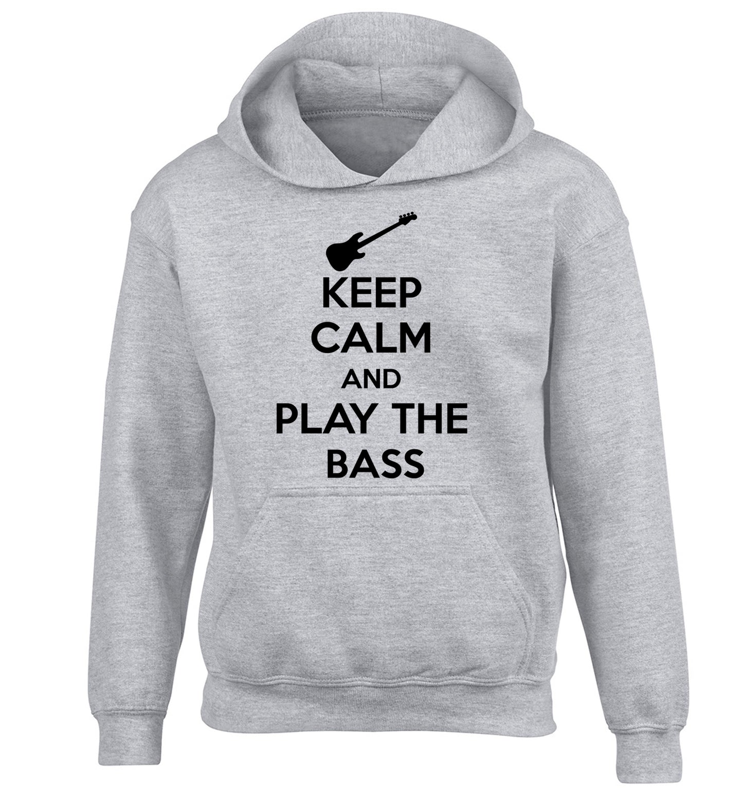 Keep calm and play the bass children's grey hoodie 12-14 Years