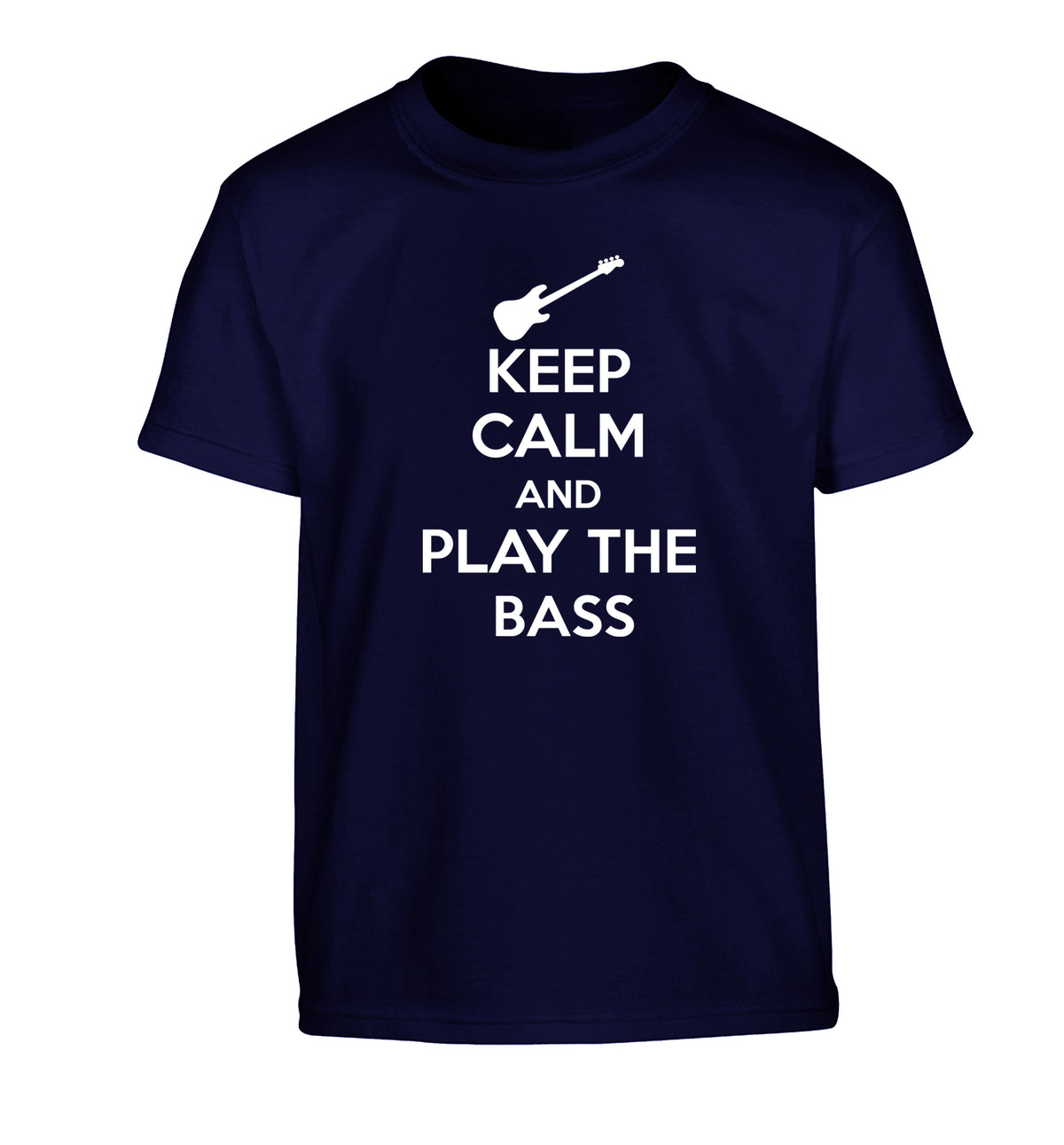 Keep calm and play the bass Children's navy Tshirt 12-14 Years
