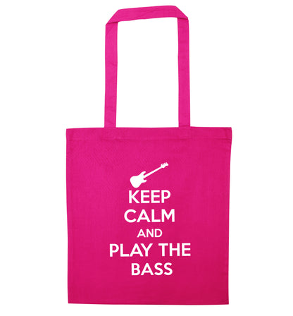 Keep calm and play the bass pink tote bag