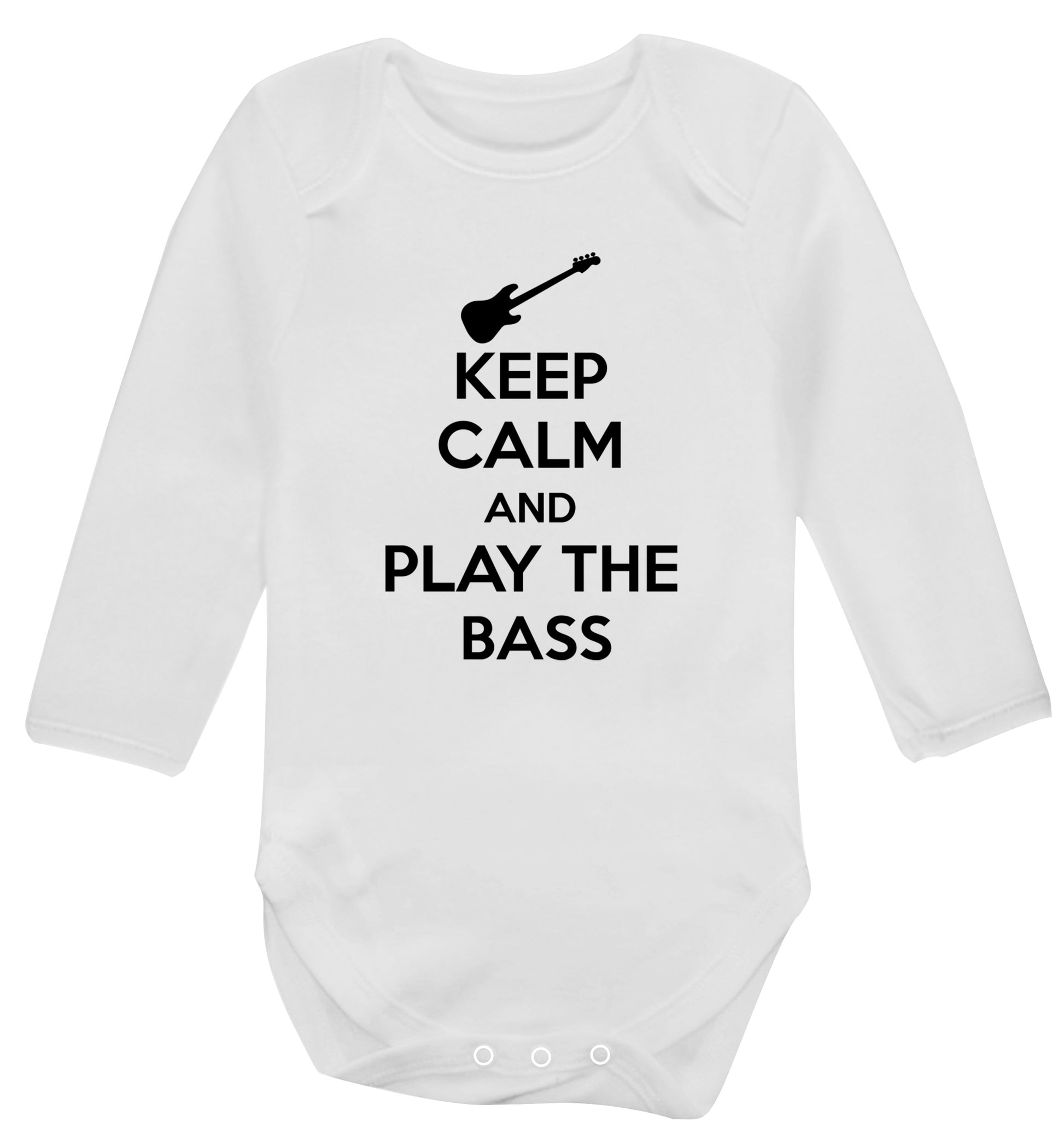 Keep calm and play the bass Baby Vest long sleeved white 6-12 months