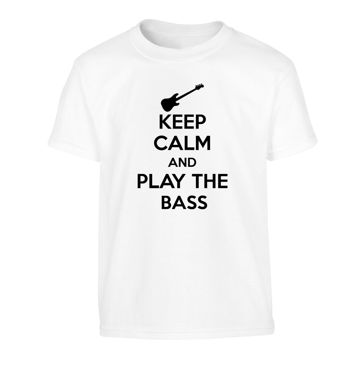 Keep calm and play the bass Children's white Tshirt 12-14 Years