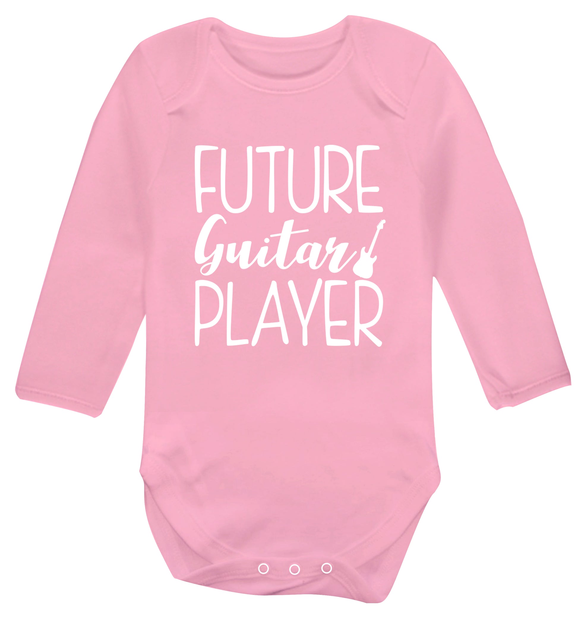 Future guitar player Baby Vest long sleeved pale pink 6-12 months