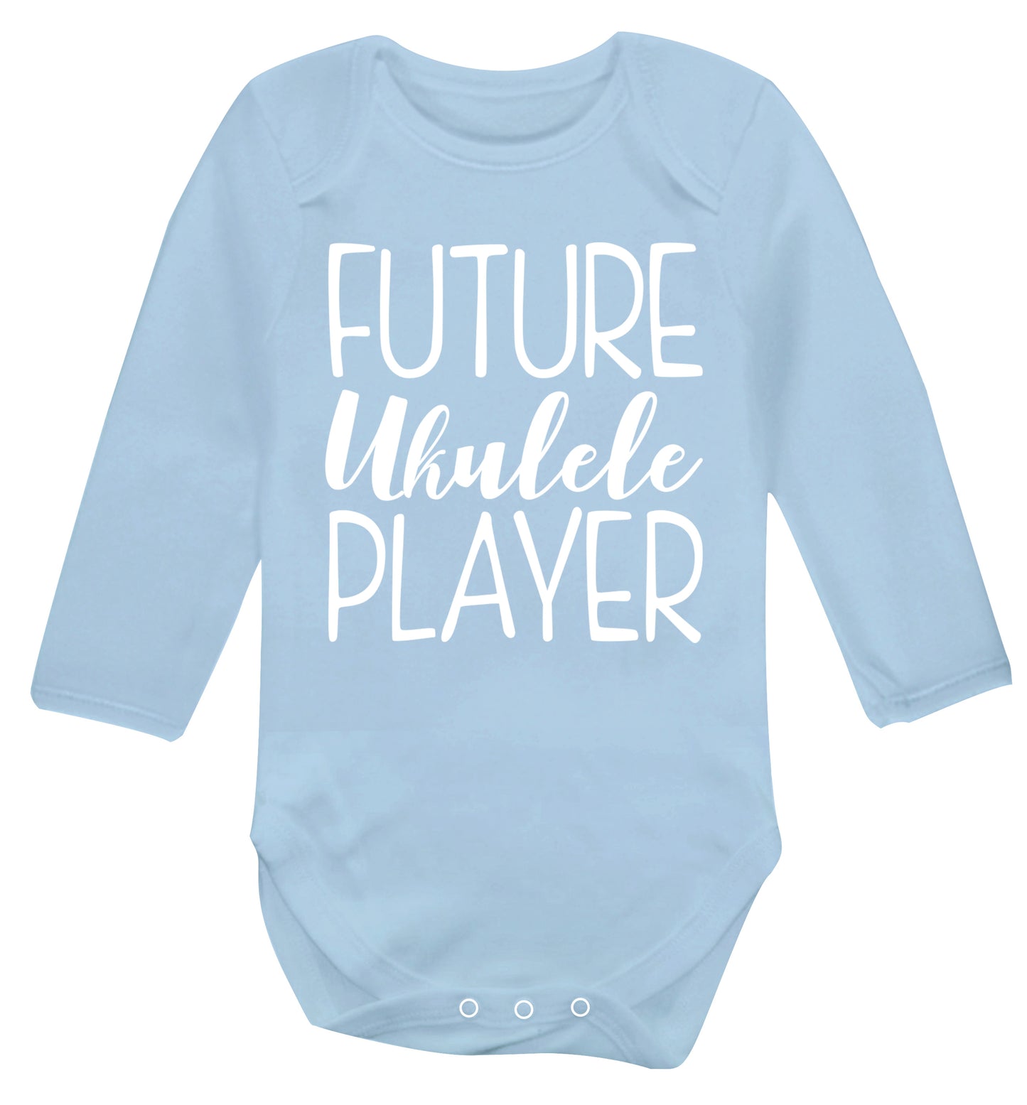 Future ukulele player Baby Vest long sleeved pale blue 6-12 months