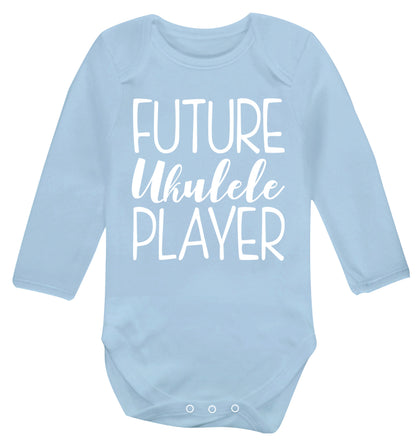 Future ukulele player Baby Vest long sleeved pale blue 6-12 months