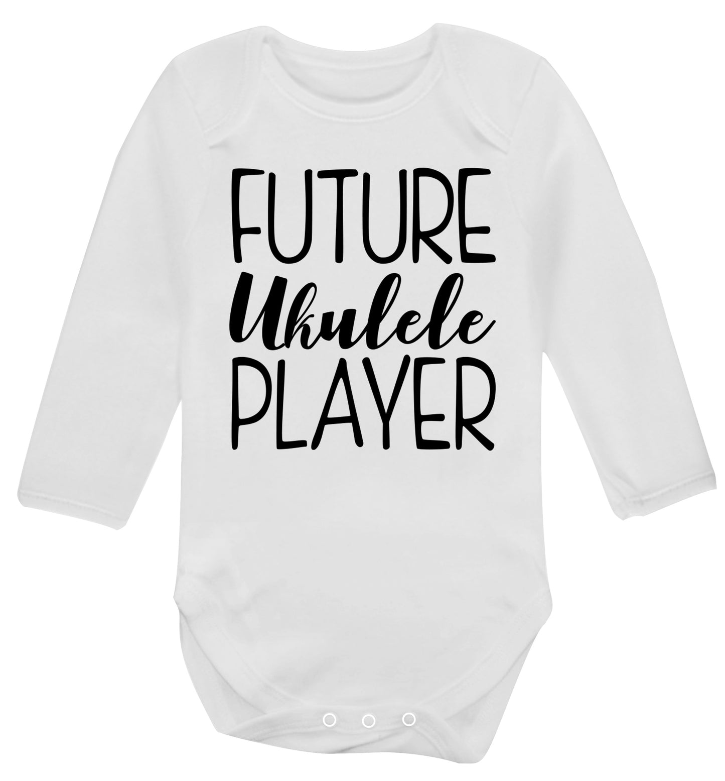 Future ukulele player Baby Vest long sleeved white 6-12 months