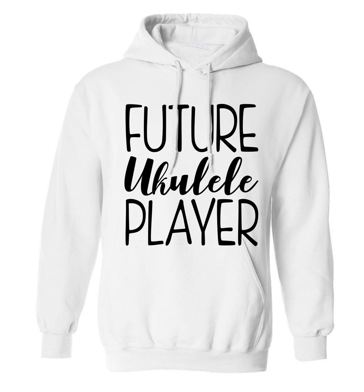 Future ukulele player adults unisex white hoodie 2XL