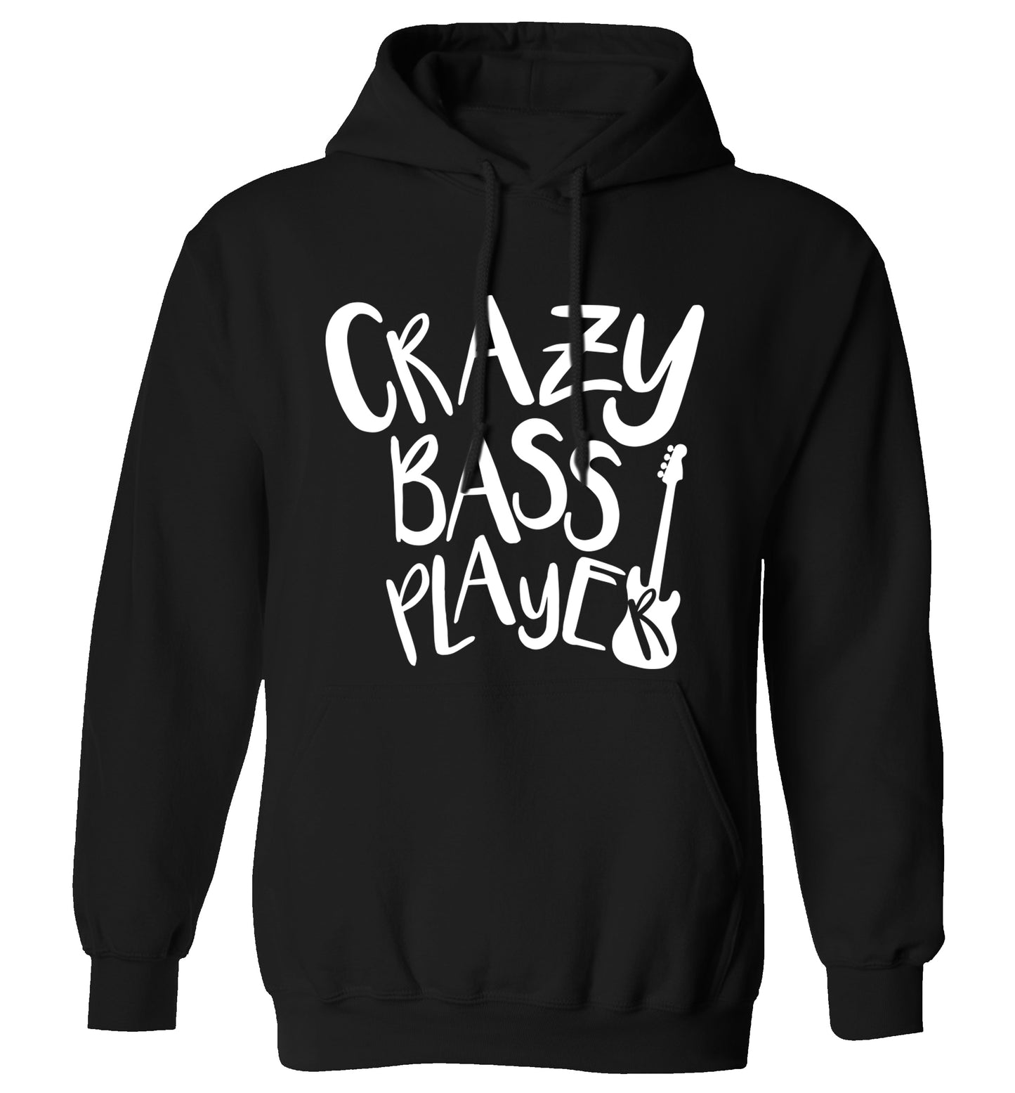 Crazy bass player adults unisex black hoodie 2XL