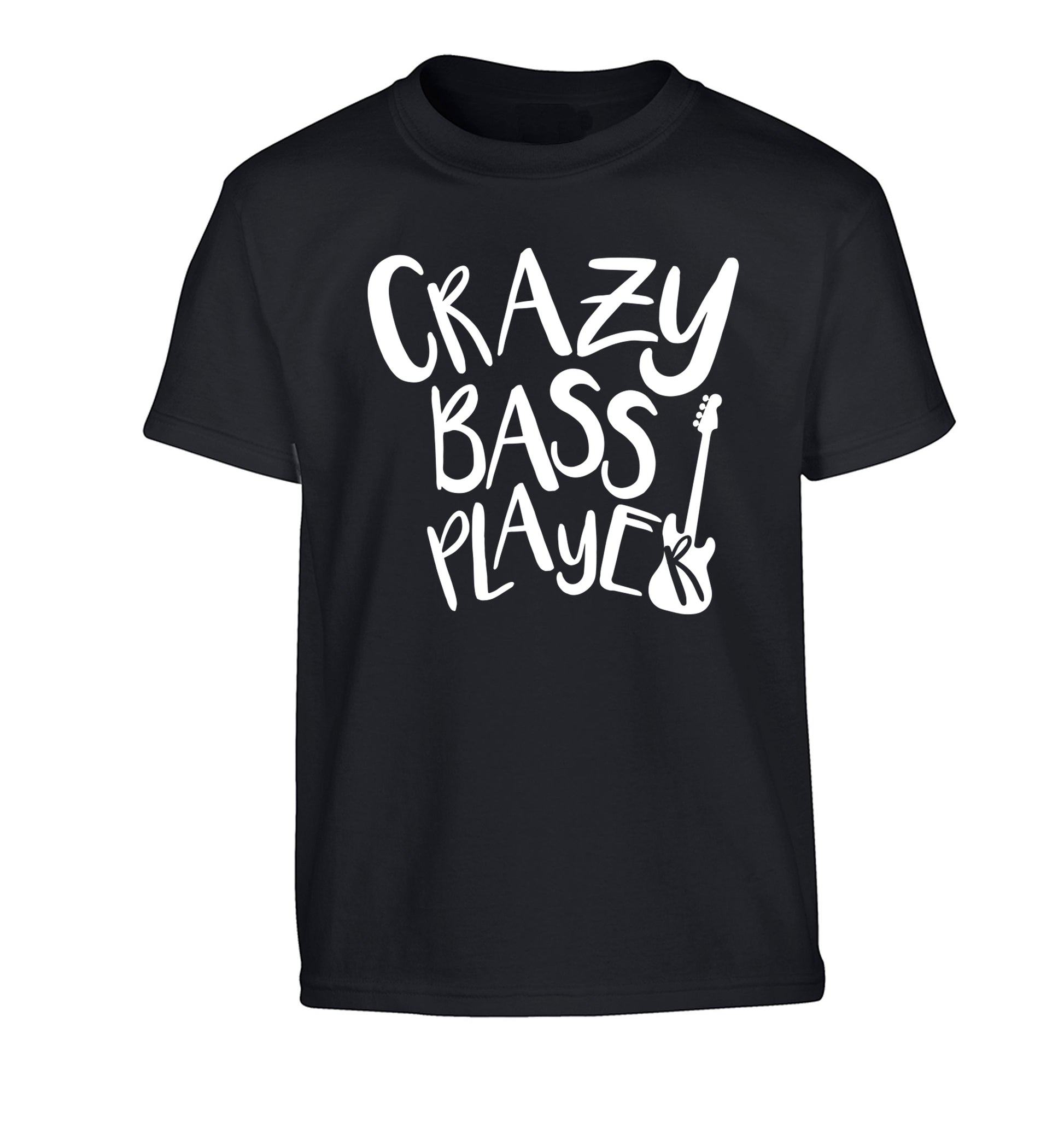 Crazy bass player Children's black Tshirt 12-14 Years