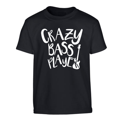 Crazy bass player Children's black Tshirt 12-14 Years