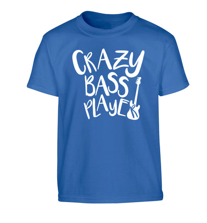 Crazy bass player Children's blue Tshirt 12-14 Years