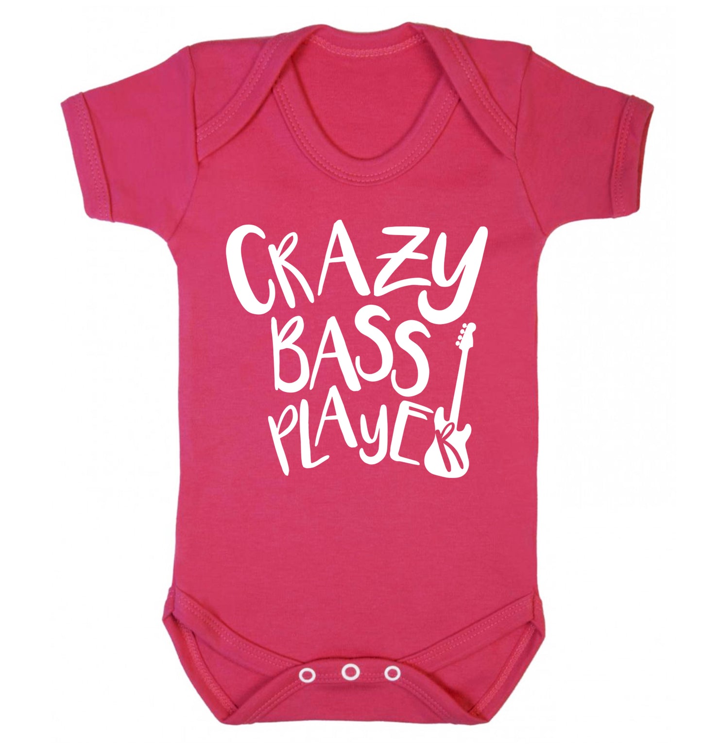 Crazy bass player Baby Vest dark pink 18-24 months