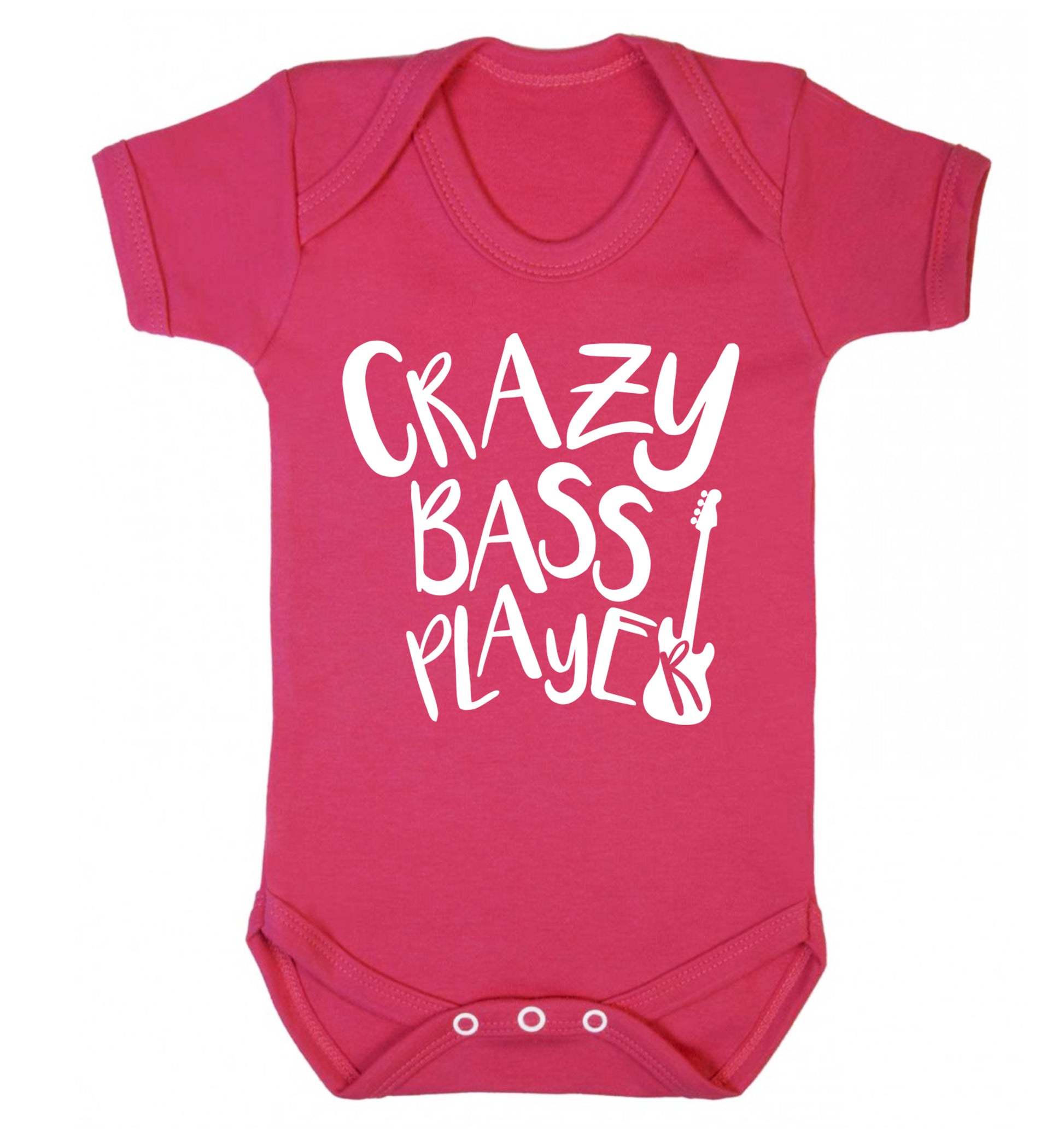 Crazy bass player Baby Vest dark pink 18-24 months